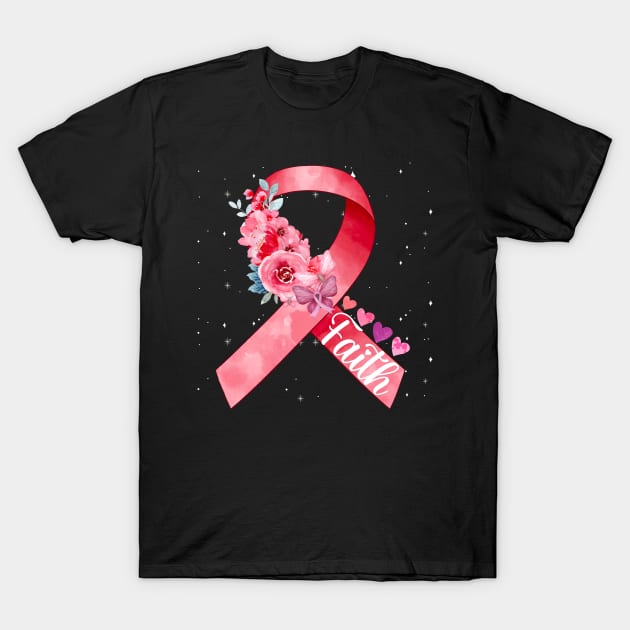 Breast Cancer Awareness Pink Ribbon T-Shirt by CardRingDesign
